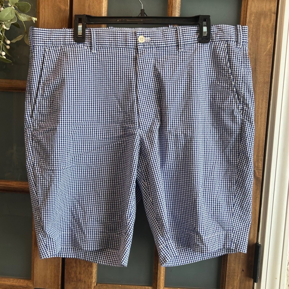 Polo Golf Ralph Lauren Mens‎ 38 measured Gingham Classic Fit Shorts Blue White